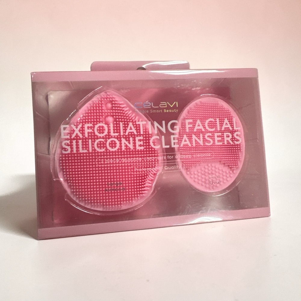 Pink Silicone Exfoliating Facial Cleansers - Gentle Daily Duo